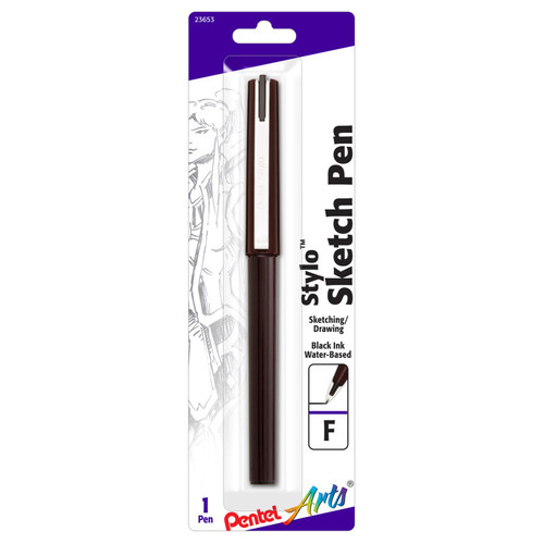 Pentel Stylo Sketch Pen, Fine Tip, Black Ink, 1-Pack PTAJM20BPAE