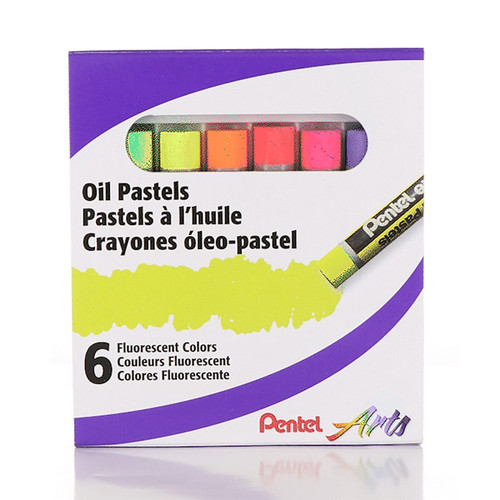 Pentel Oil Pastels, Fluorescent, Pack Of 6 PTAPHNF6