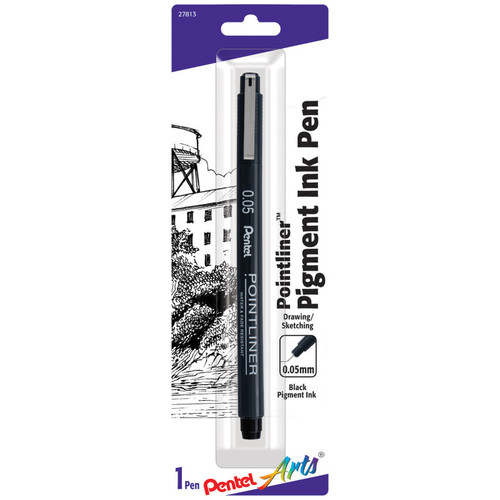 Pentel Pointliner Pen, 0.05Mm, Black Pigment Ink, 1-Pack PTAS20P05BPA
