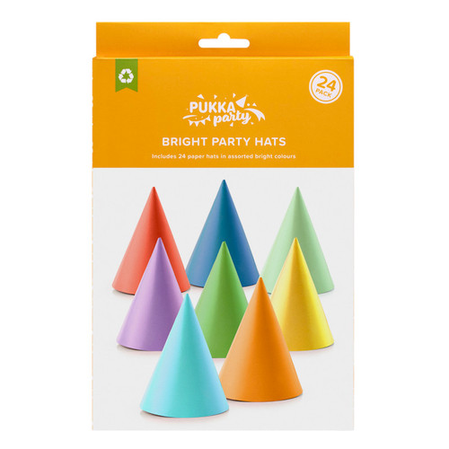 Pukka Bright Party Hats, 24 Pieces PUKPTY648