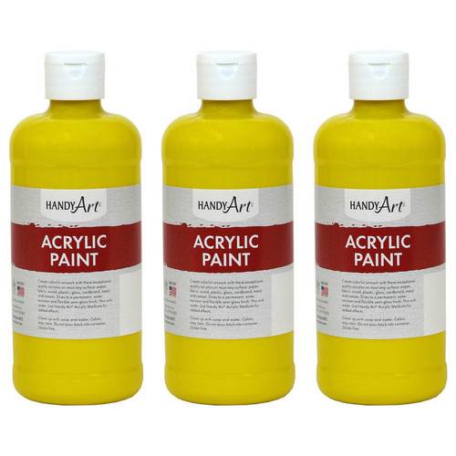 Handy Acrylic Paint 16 Oz, Chrome Yellow, Pack Of 3 RPC101010-3