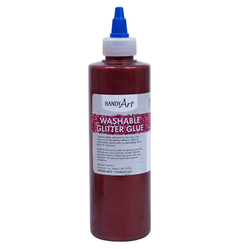 Handy Washable Glitter Glue, 8 Oz., Red RPC146020