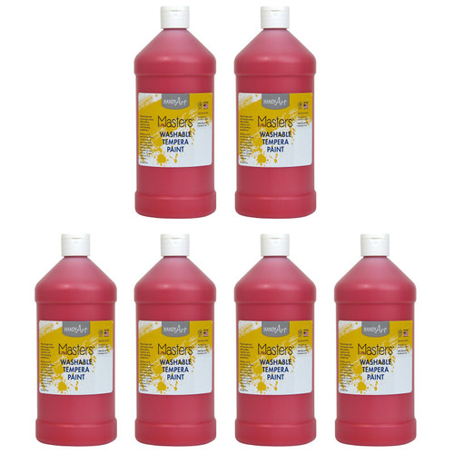 Handy Little Masters Washable Tempera Paint, Red, 32 Oz., Pack Of 6 RPC213720-6