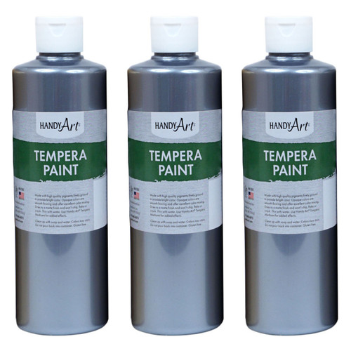 Handy Metallic Tempera Paint, 16 Oz., Silver, Pack Of 3 RPC231166-3