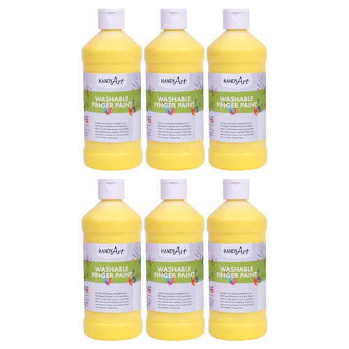 Handy Washable Finger Paint, Yellow, 16 Oz., Pack Of 6 RPC241010-6