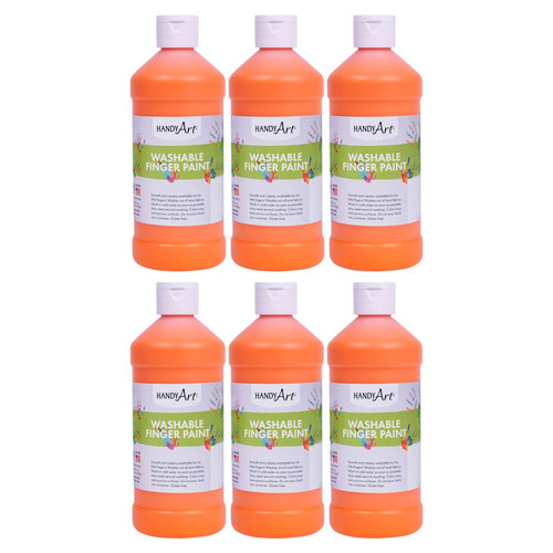 Handy Washable Finger Paint, Orange, 16 Oz., Pack Of 6 RPC241015-6