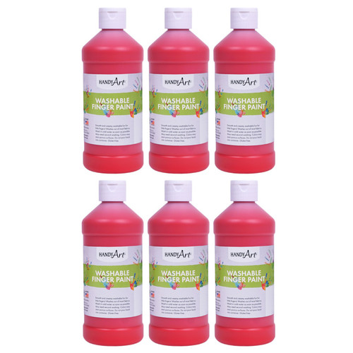 Handy Washable Finger Paint, Red, 16 Oz., Pack Of 6 RPC241020-6