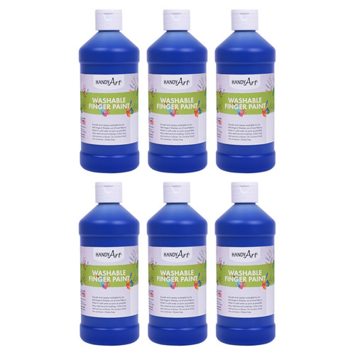 Handy Washable Finger Paint, Blue, 16 Oz., Pack Of 6 RPC241030-6
