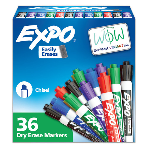 Expo Low Odor Dry Erase Markers, Chisel Tip, Assorted, 36 Count SAN1921061