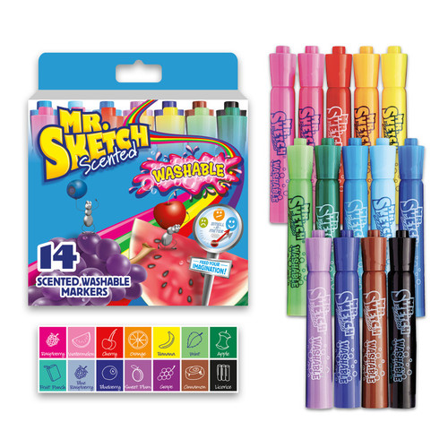 Mr. Washable Scented Markers, Chisel Tip, Assorted Colors, 14-Count SAN1924061