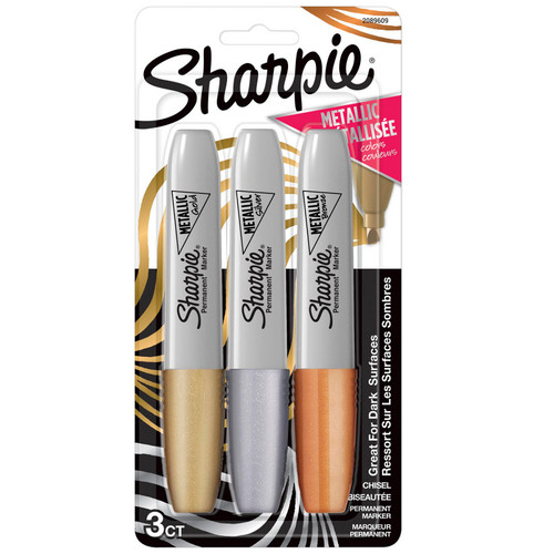 Sharpie Metallic Permanent Markers, Chisel Tip, Assorted Colors, 3 Count SAN2089609