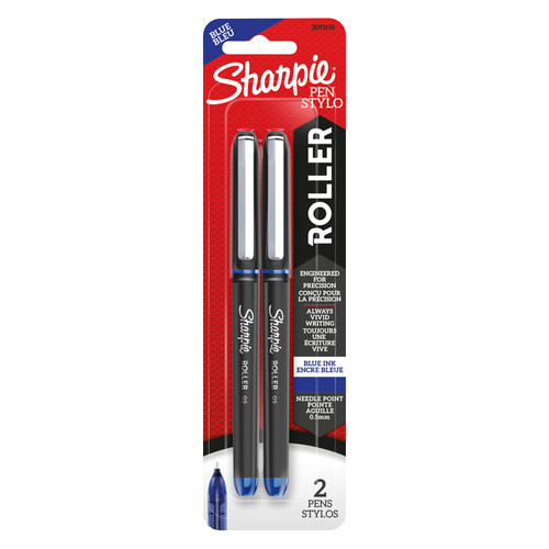 Sharpie Sharpie Rollerball Pen, Needle Point (0.5Mm), Blue Ink, 2 Count SAN2093198
