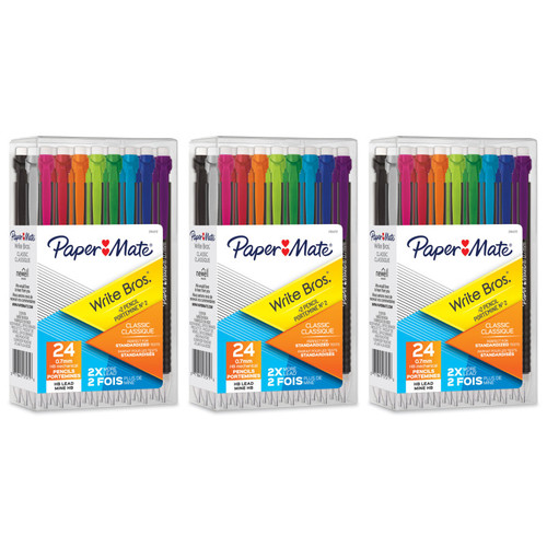 Paper Write Bros Mechanical Pencil, 0.7Mm, Assorted, 24 Per Pack, 3 Packs SAN2104212-3