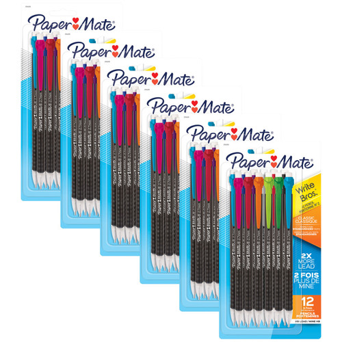 Paper Write Bros Mechanical Pencil, 0.7Mm, Assorted, 12 Per Pack, 6 Packs SAN2104216-6