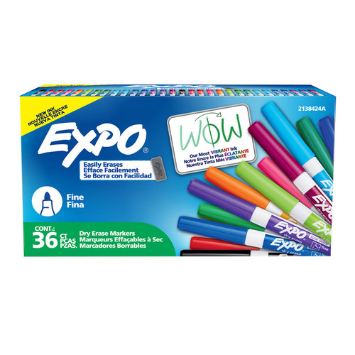 Expo Dry Erase Markers, Whiteboard Markers With Low Odor Ink, Fine Tip, Assorted Vibrant Colors, 36 Count SAN2138424
