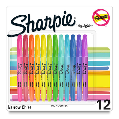 Sharpie Pocket Highlighters, Assorted, Pack Of 12 SAN2157490