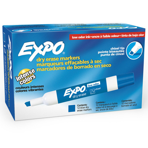 Expo Low-Odor Dry Erase Markers, Chisel Tip, Blue, Box Of 12 SAN80003BX