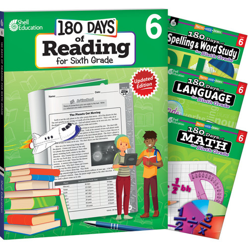 Shell 180 Days Reading, Spelling, Language, & Math Grade 6: 4-Book Set SEP147640