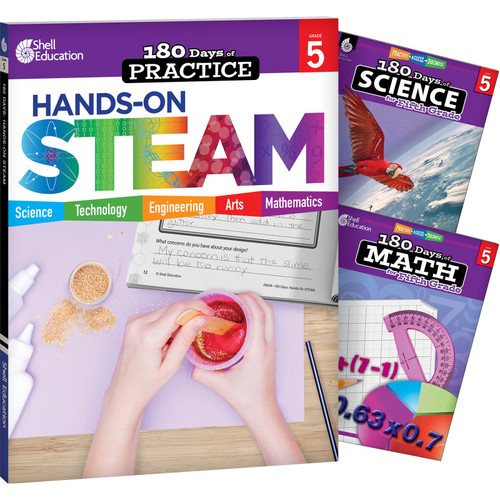 Shell 180 Days Steam, Science, & Math Grade 5: 3-Book Set SEP147646