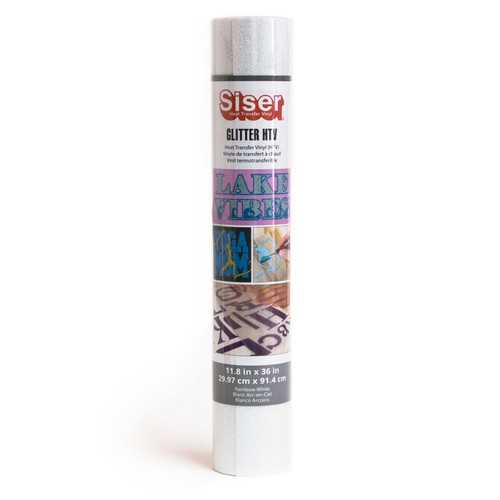 Siser Glitter Htv Heat Transfer Vinyl, 36", Rainbow White SIRMIGL1183679