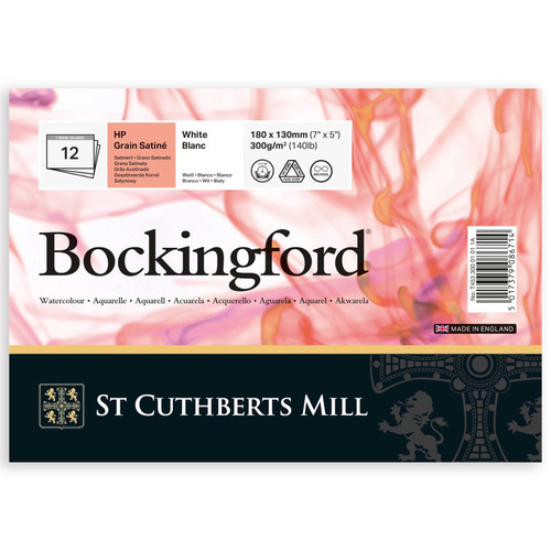 St Bockingford Watercolor Pad, Hot Pressed, White, Glue Binding, 140Lb/300Gsm, 12 Sheet, 7X5 Inch, 1 Count STCT45330001011A