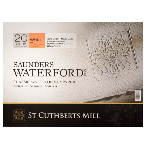 St Saunders Waterford Watercolor Block, Hot Pressed, White, 140Lb/300Gsm, 20 Sheet, 16X12 Inch, 1 Count STCT45930001011E