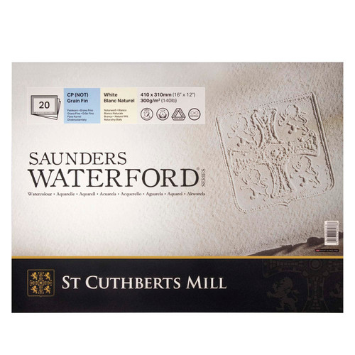 St Saunders Waterford Watercolor Block, Cold Pressed, White, 140Lb/300Gsm, 20 Sheet, 16X12 Inch, 1 Count STCT46330001011E