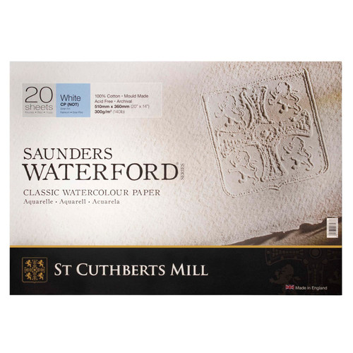 St Saunders Waterford Watercolor Block, Cold Pressed, White, 140Lb/300Gsm, 20 Sheet, 20X14 Inch, 1 Count STCT46330001011M