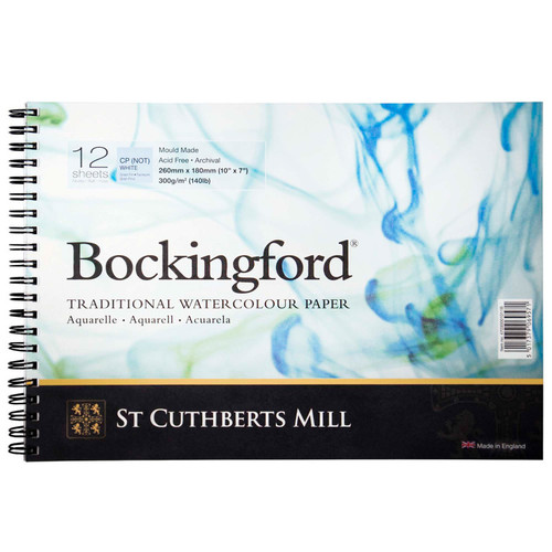 St Bockingford Watercolor Pad, Cold Pressed, Spiral Binding, 140Lb/300Gsm, 12 Sheet, 7X10 Inch, 1 Count STCT47030001011B