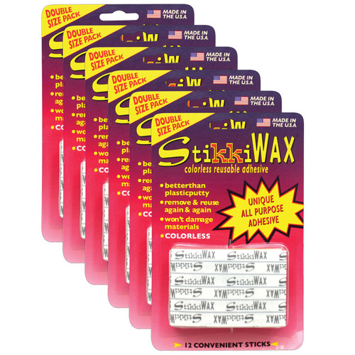 Stikkiworks Stikkiwax Adhesive Bars/Sticks, 12 Per Pack, 6 Packs STK02010-6