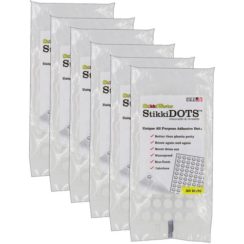 Stikkiworks Stikkidots, Adhesive Dots, 50 Per Pack, 6 Packs STK02050-6
