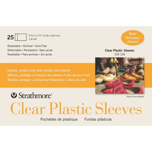 Strathmore Clear Plastic Sleeves, 5-7/16" X 7-1/4", Pack Of 25 STTP1051001