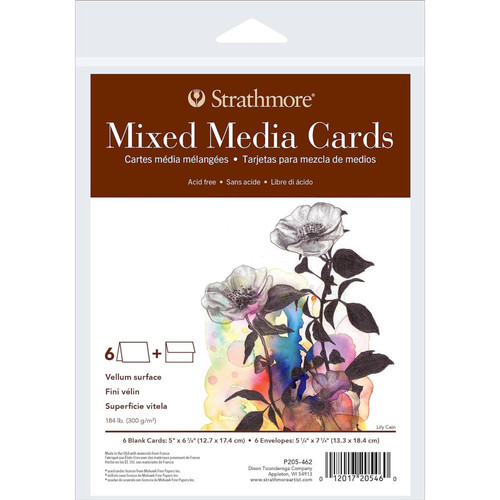 Strathmore 400 Series Mixed Media Cards & Envelopes, Full Size, 5X6.875 Inch, 6 Pack STTP205462