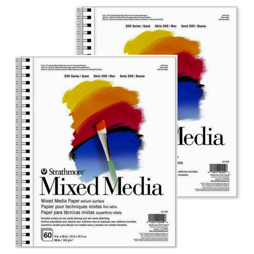 Strathmore 200 Series Mixed Media Pad, 60 Sheet, 9X12 Inch, Pack Of 2 STTP22409-2