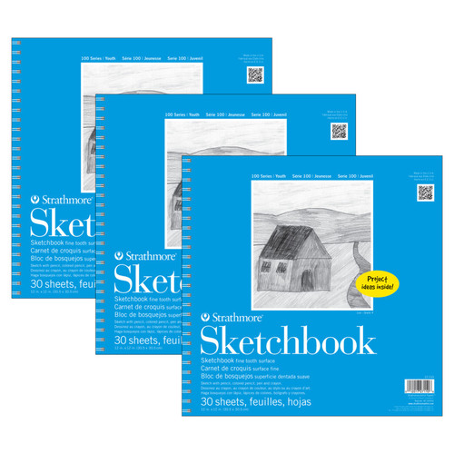 Strathmore 100 Series Sketch Pad, 30 Sheet, 12X12 Inch, Pack Of 3 STTP271101-3