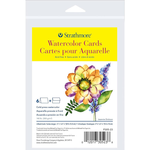Strathmore 300 Series Watercolor Cards & Envelopes, Anniversary Size, 3.5X4.875 Inch, 6 Pack STTP30523