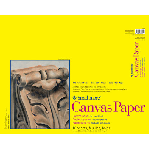 Strathmore 300 Series Canvas Paper Pad, Glue Binding, 10 Sheet, 16X20 Inch, 1 Count STTP310161