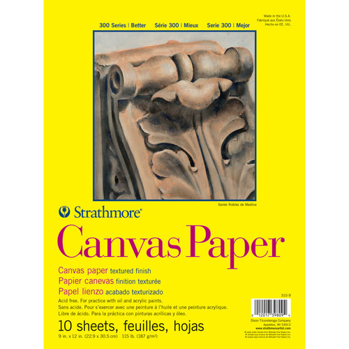 Strathmore 300 Series Canvas Paper Pad, Glue Binding, 10 Sheet, 9X12 Inch, 1 Count STTP310903