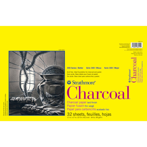 Strathmore 300 Series Charcoal Pad, Glue Binding, 32 Sheet, 11X17 Inch, 1 Count STTP3301111