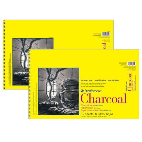 Strathmore 300 Series Charcoal Pad, Top Wire Binding, 32 Sheet, 11X17 Inch, Pack Of 2 STTP330111-2