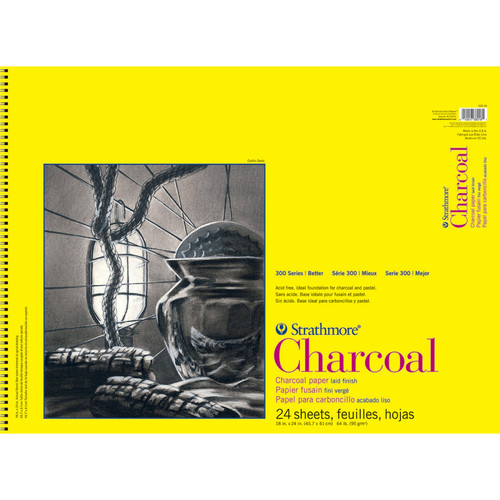 Strathmore 300 Series Charcoal Pad, Top Wire Binding, 24 Sheet, 18X24 Inch, 1 Count STTP330181