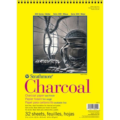 Strathmore 300 Series Charcoal Pad, Top Wire Binding, 32 Sheet, 9X12 Inch, 1 Count STTP33091
