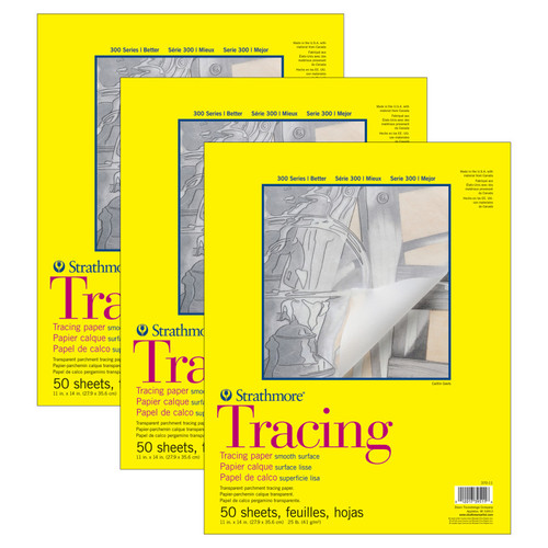 Strathmore 300 Series Tracing Pad, Tape Binding, 50 Sheet, 11X14 Inch, Pack Of 3 STTP370111-3