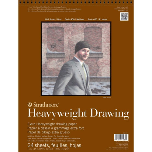 Strathmore 400 Series Drawing Paper Pad, Heavyweight, Top Wire Binding, 24 Sheet, 11X14 Inch, 1 Count STTP4002111