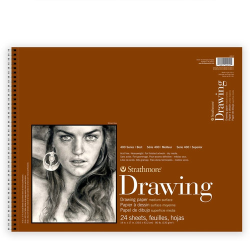 Strathmore 400 Series Drawing Paper Pad, Top Wire Binding, 24 Sheet, 14X17 Inch, 1 Count STTP40071