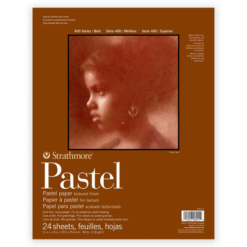 Strathmore 400 Series Pastel Paper Pad, Glue Binding, 24 Sheet, 11X14 Inch, 1 Count STTP403111