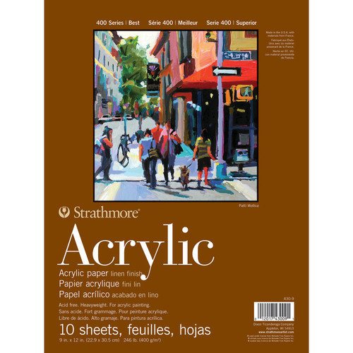 Strathmore 400 Series Acrylic Pad, Glue Binding, 10 Sheet, 9X12 Inch, 1 Count STTP430903