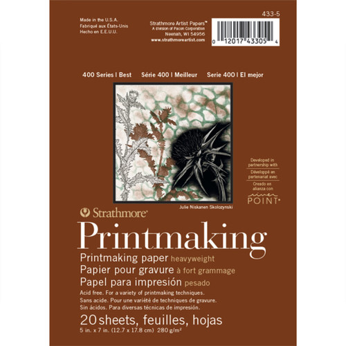 Strathmore 400 Series Printmaking Paper Pad, Heavyweight, Glue Binding, 20 Sheet, 5X7 Inch, 1 Count STTP4335