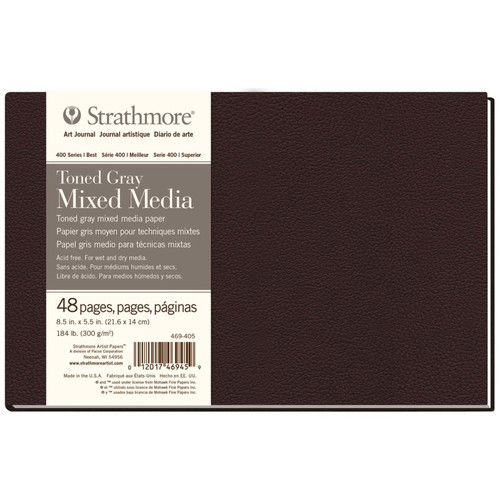Strathmore 400 Series Art Journal Mixed Media Paper, Toned Gray, Hardbound Binding, 48 Sheet, 8.5X5.5 Inch, 1 Count STTP469405