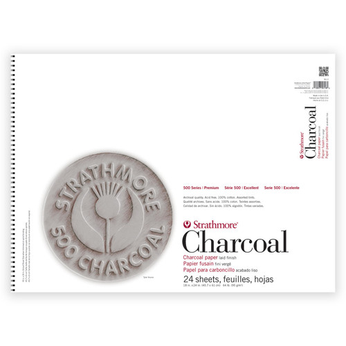 Strathmore 500 Series Charcoal Paper Pad, Assorted Colors, 24 Sheet, 18X24 Inch, 1 Count STTP56131